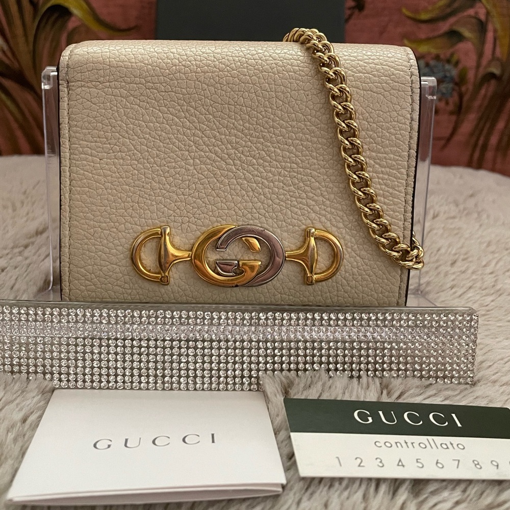Gucci Zumi Compact Leather Wallet on Chain